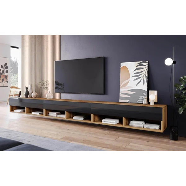 Cole Floating TV Unit for TVs up to 88" Wotan/Black Floating TV