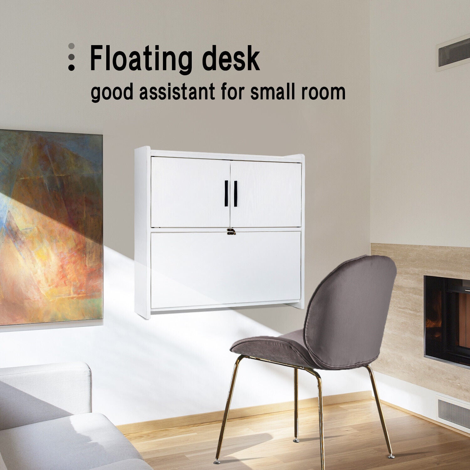 Semple Floating Desk - White