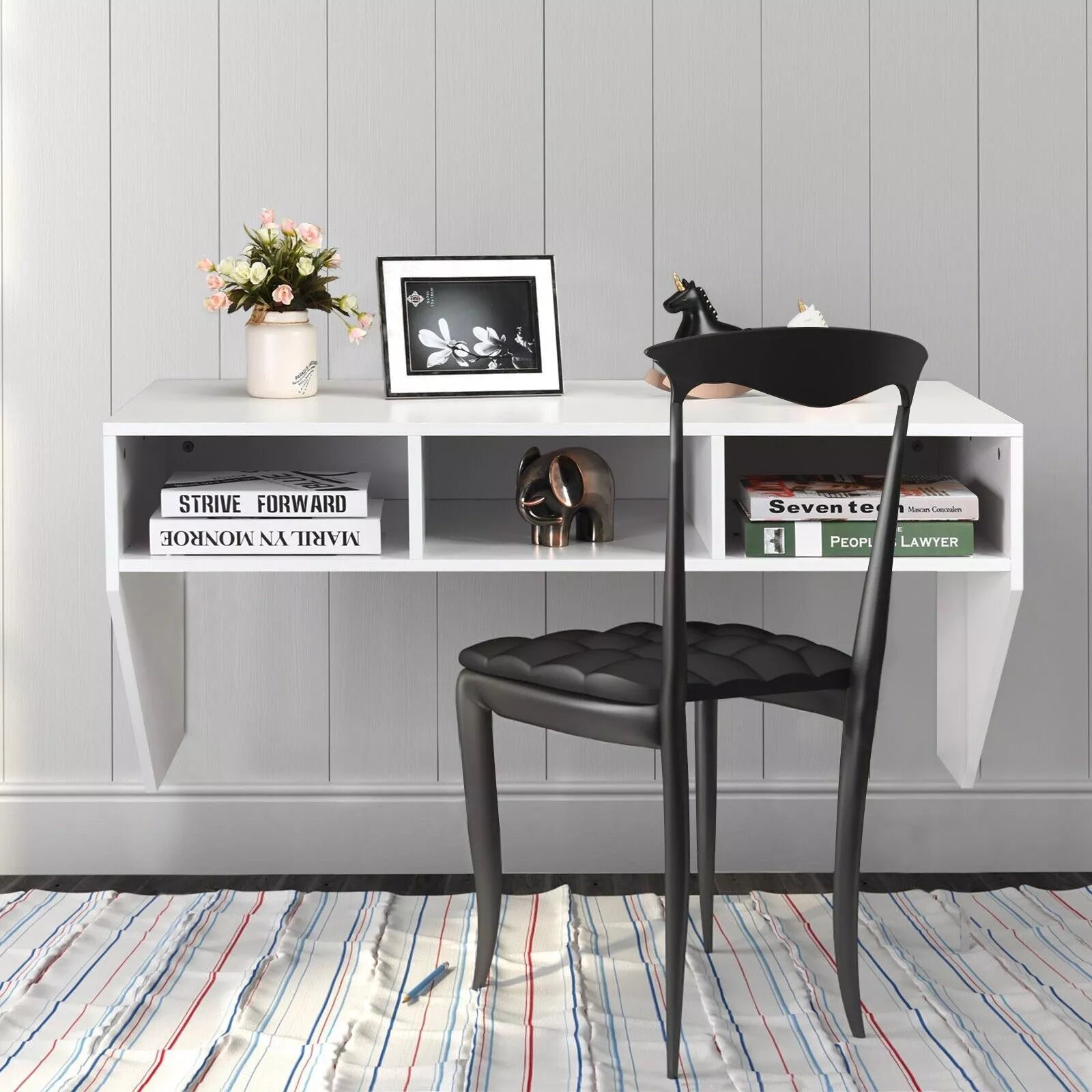 Medina Floating Computer Desk - White
