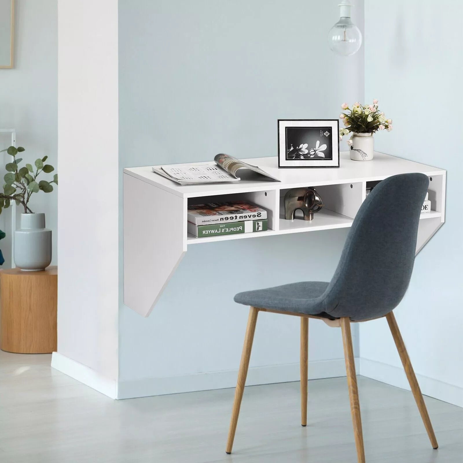 Medina Floating Computer Desk - White