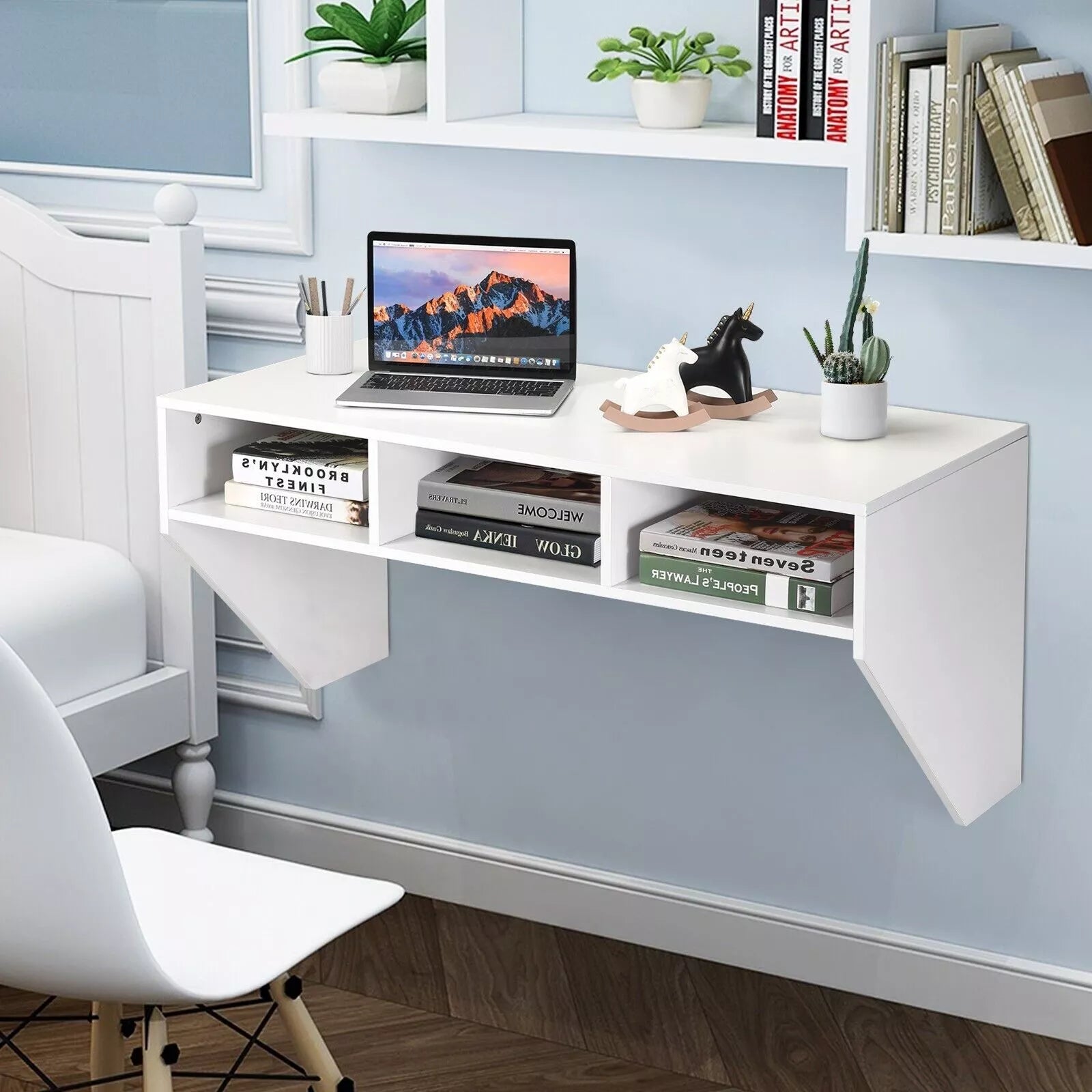 Medina Floating Computer Desk - White
