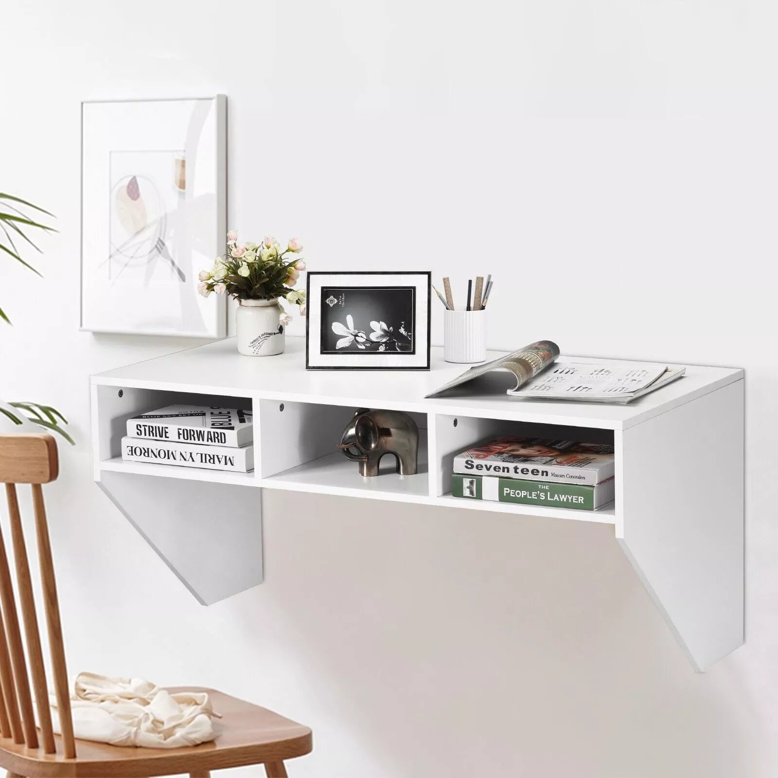 Medina Floating Computer Desk - White