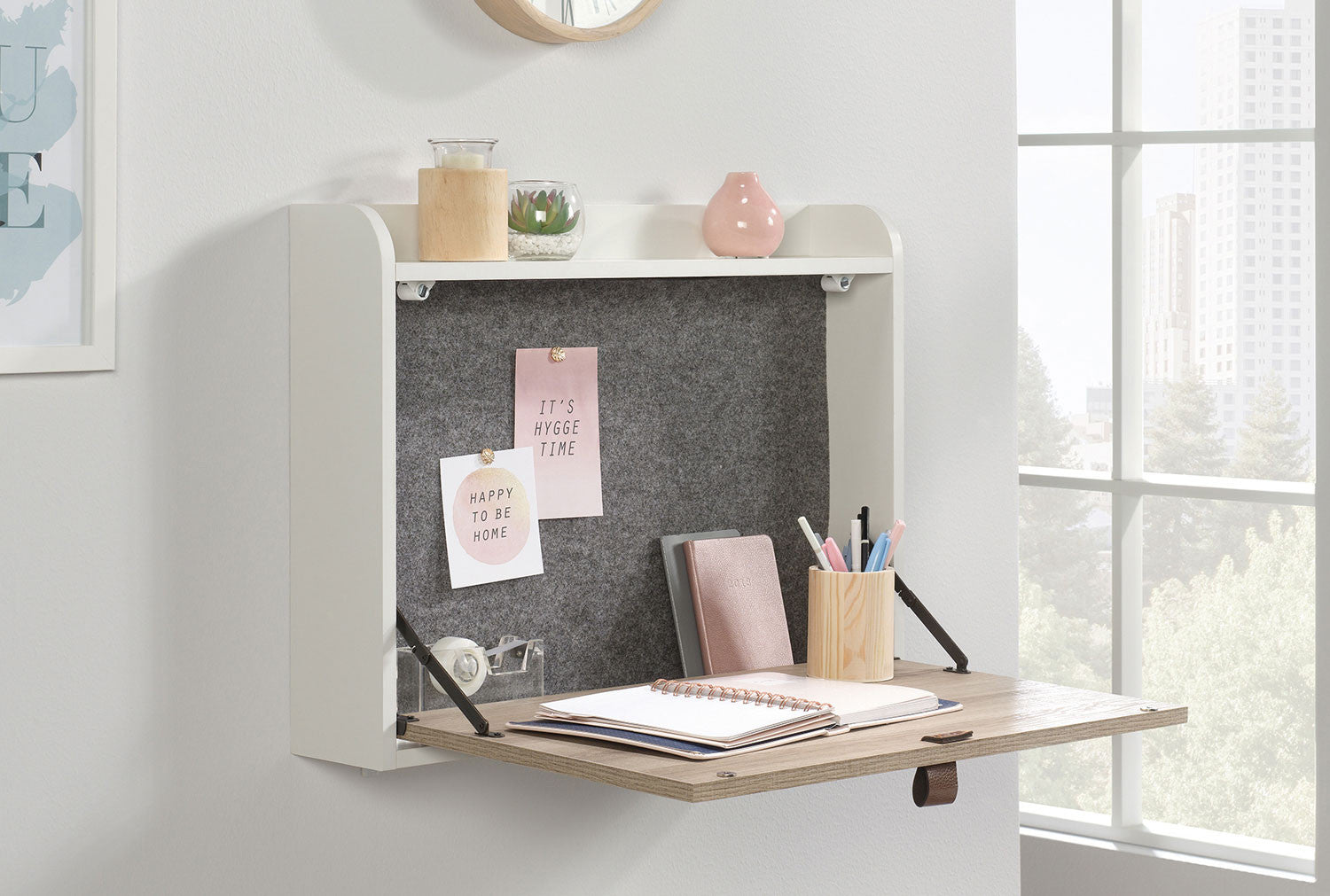 Lilo Floating Desk - White & Sky Oak