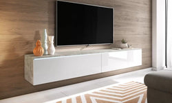 Ultimo Floating TV Unit - Concrete & White