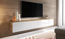 Ultimo Floating TV Unit - Oak & White