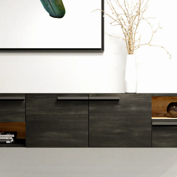 Alton Floating TV Unit for TVs up to 50" Oak & Black Floating TV
