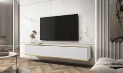 Paige Floating TV Unit for TVs up to 75" - White & Gold