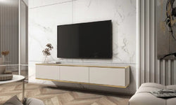 Paige Floating TV Unit for TVs up to 75" - Beige & Gold