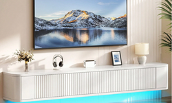 Miglia 180cm Floating TV Unit with LED Lights for TVs up to 65" – White