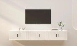 Tory Floating TV Unit for TVs up to 88" - High Gloss White (Set of 3)