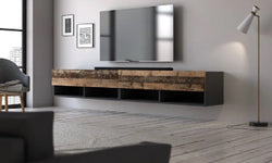 Zyro Floating TV Unit for TVs up to 88" - Matera & Old Style Dark