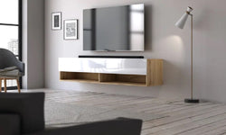 Mylo Floating TV Unit for TVs up to 65" - Oak & White