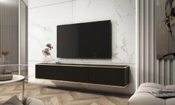 Paige Floating TV Unit for TVs up to 75" - Black & Gold
