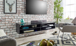 Arlo Floating TV Unit for TVs up to 60" - LED Lights - Black Gloss