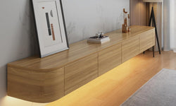 Holden Floating TV Unit with LED Lights for TVs up to 70" -  Dark Wood - 160cm's
