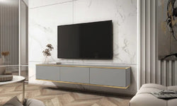 Paige Floating TV Unit for TVs up to 75" - Grey & Gold