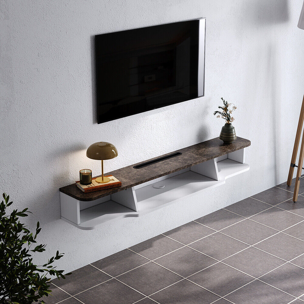 Finan Floating TV Unit for TVs up to 55" - White & Grey | Floating TV ...