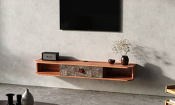 Faber Floating TV Unit for TVs up to 55" - Brown & Grey