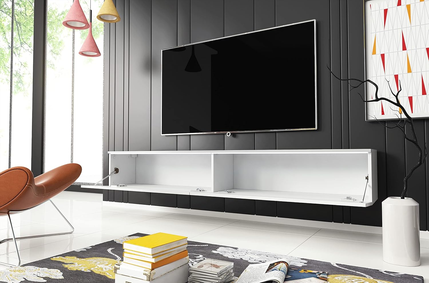 Floating Box Unit Ultimo Floating TV Unit - White - | Floating TV Units - Floating TV Units