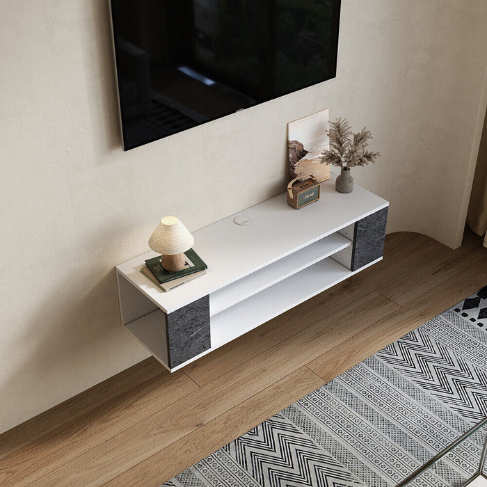 Irvin Floating TV Unit for TVs up to 46" - White & Grey Marble ...