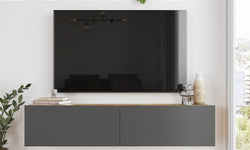 Louie 140cm Floating TV unit for TVs up to 65'' - Rustic Oak/Anthracite