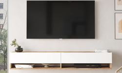 Carmelle 180 cm Floating TV Unit for TVs up to 75'' - Rustic Oak/White