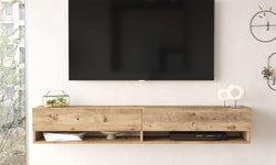 Carmelle 180 cm Floating TV Unit for TVs up to 75'' - Rustic Oak