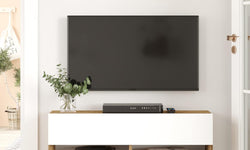 Carmelle 100 cm Floating TV Unit for TVs up to 50'' - Rustic Oak/White