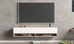 Carmelle 140 cm Floating TV Unit for TVs up to 65'' - Rustic Oak/White
