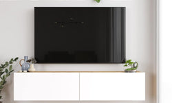 Louie 140cm Floating TV unit for TVs up to 65'' - Rustic Oak/White
