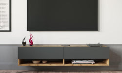 Carmelle 140 cm Floating TV Unit for TVs up to 65'' - Rustic Oak/Anthracite