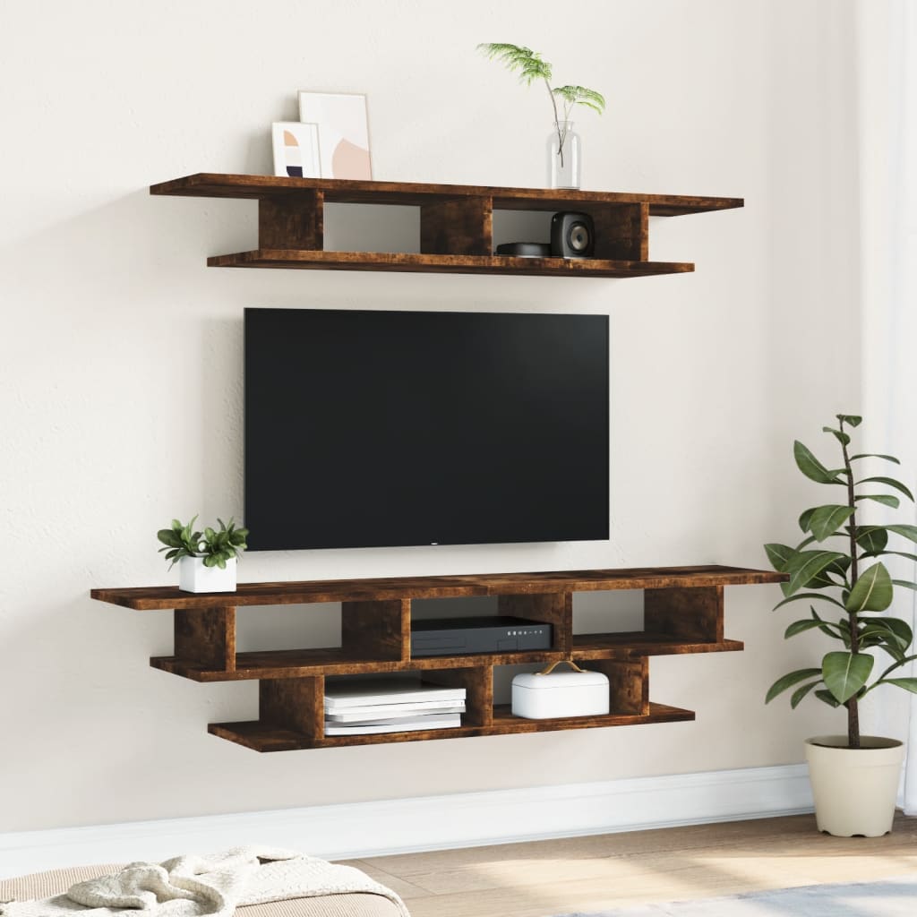 Floating Box Unit Xander Floating TV Unit Set - Brown Oak | Floating TV Units - Floating ...