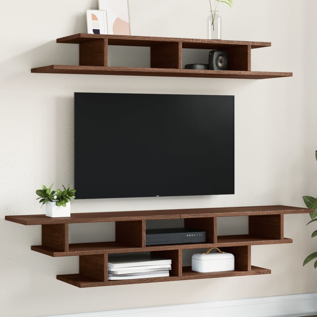 Xander Floating TV Unit Set - Brown Oak | Floating TV Units - Floating ...