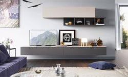 Vallee Entertainment TV Wall Unit for TVs up to 70" - Grey & White