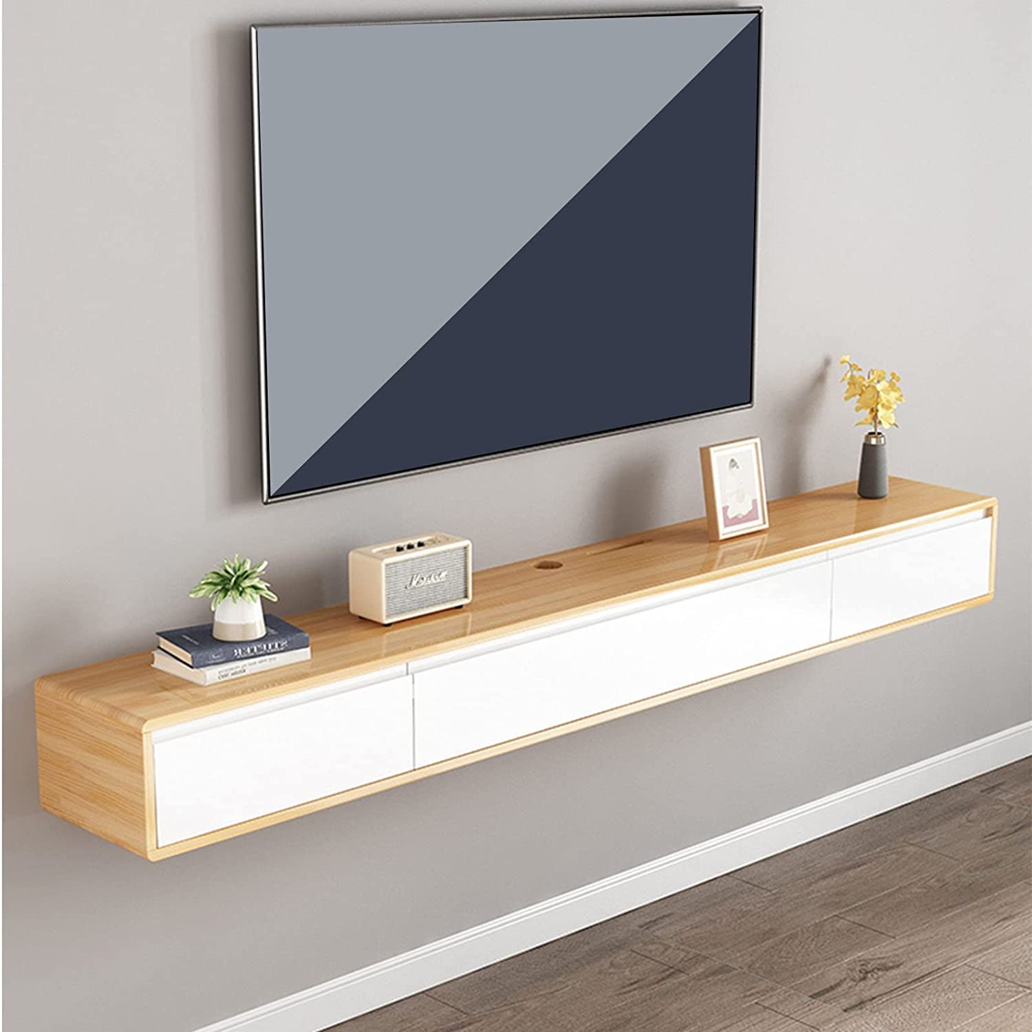Meg Floating TV Unit for TVs up to 65" - Oak & White | Floating TV ...
