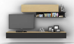 Vallee Entertainment TV Wall Unit for TVs up to 70" - Black & Brown
