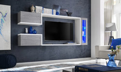 Arbaz Entertainment TV Wall Unit for TVs up to 60"  - White Matt & Concrete Grey
