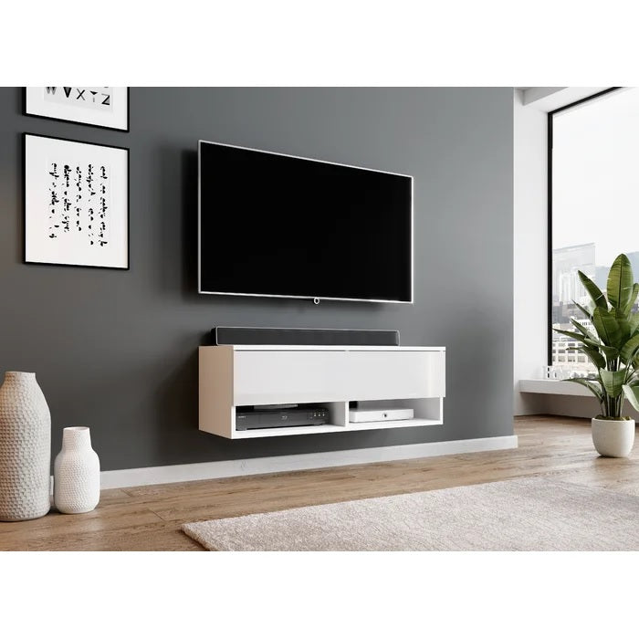 floating tv stand gloss white