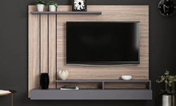 Flore Floating TV Unit for TVs up to 70" - Brown & Grey