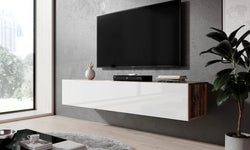 Haefner Floating TV Unit for TVs up to 70" - Old Wood & White Gloss