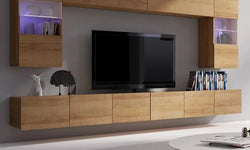 Omar Entertainment TV Wall Unit for TVs up to 88"  - Golden Oak