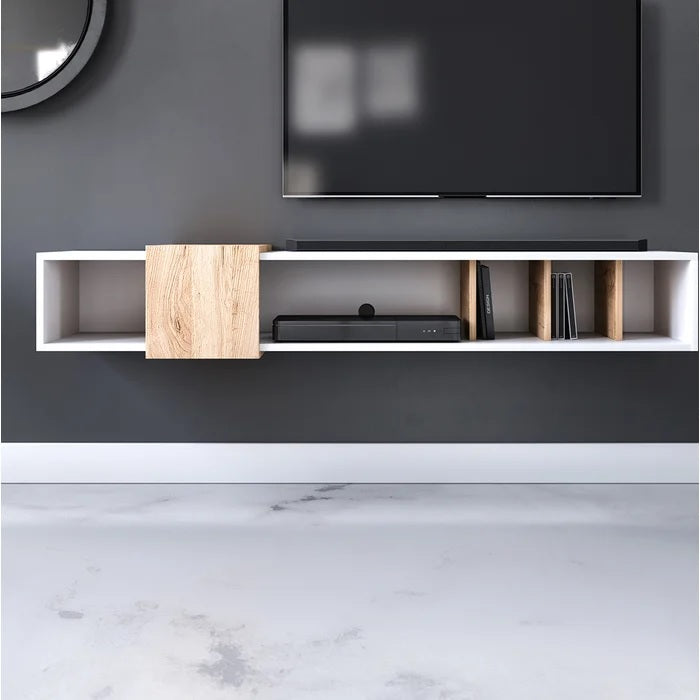 White and oak floating tv unit online