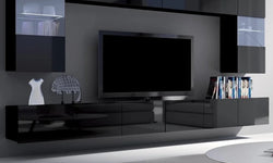 Omar Entertainment TV Wall Unit for TVs up to 88"  - Black Gloss