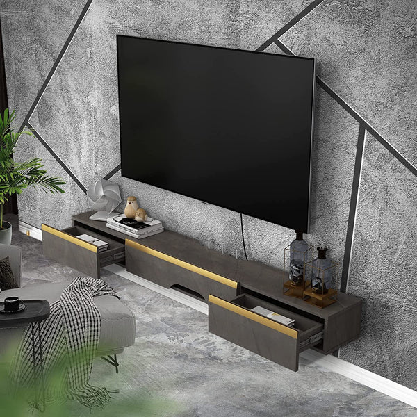 Blake Floating TV Unit for TVs up to 75" - Dark Grey | Floating TV ...