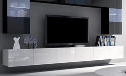 Omar Entertainment TV Wall Unit for TVs up to 88"  - White Gloss & Black Gloss