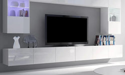 Omar Entertainment TV Wall Unit for TVs up to 88"  - White Gloss
