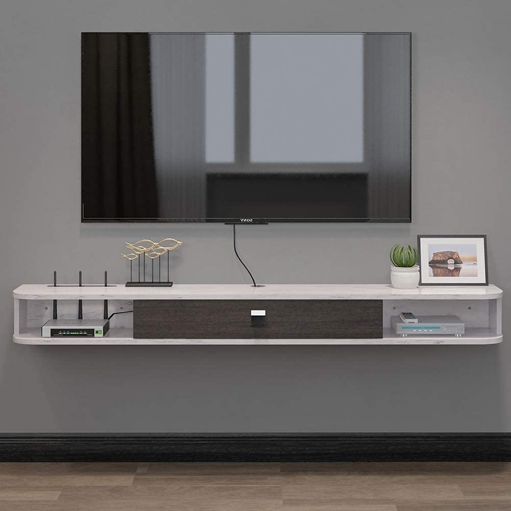 Farfan Floating TV Unit for TVs up to 55" - Grey & White | Floating TV ...