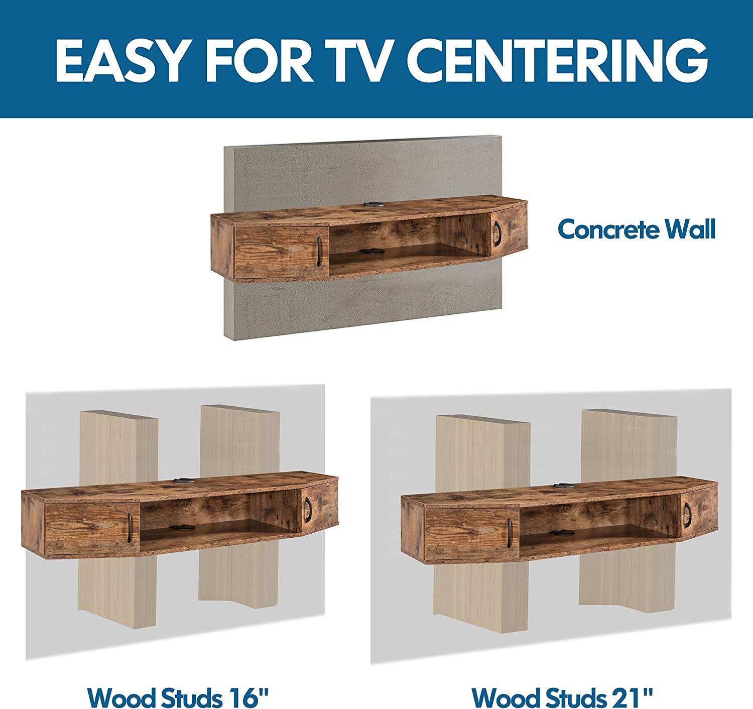 Floating tv stand rustic discount