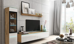 Borelli Entertainment TV Wall Unit - White & Oak