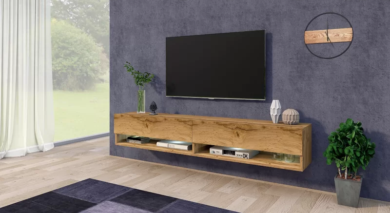 Floating oak tv top stand